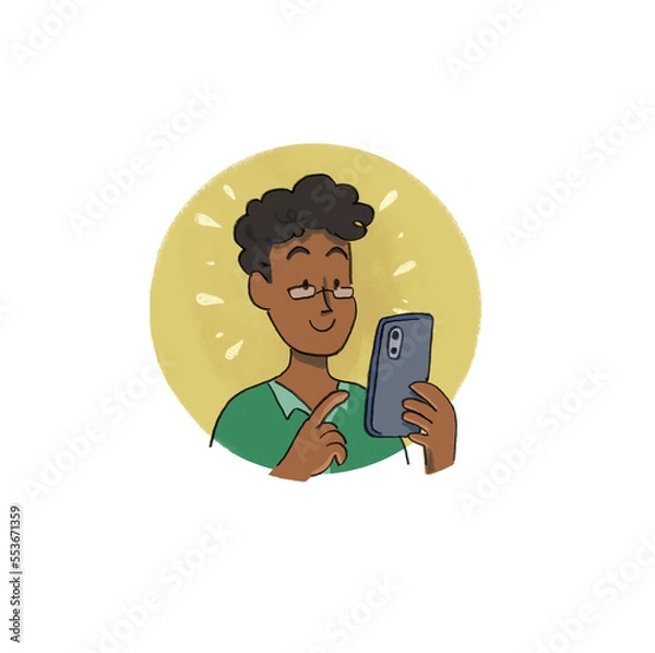 Obraz A boy with a phone.