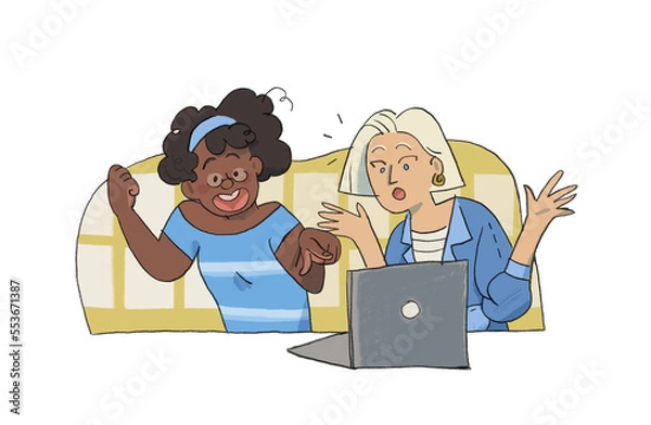 Obraz Two women looking at a computer.