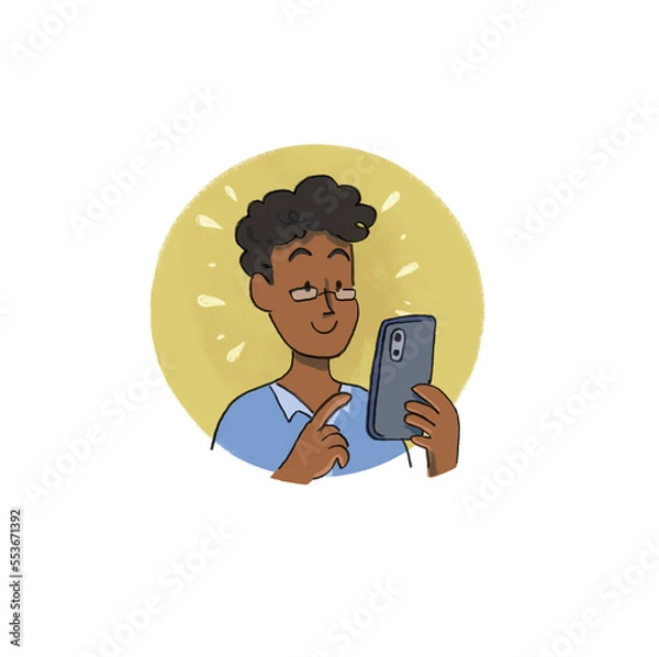 Obraz A boy with a phone.