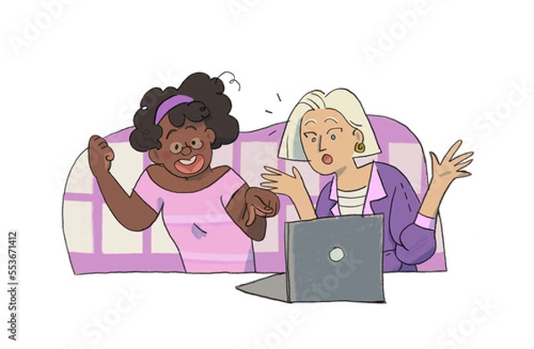 Obraz Two women looking at a computer.