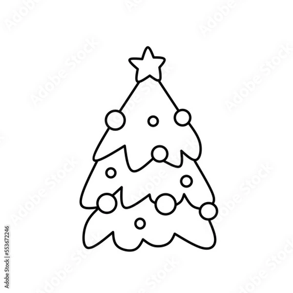 Obraz outline christmas tree icon