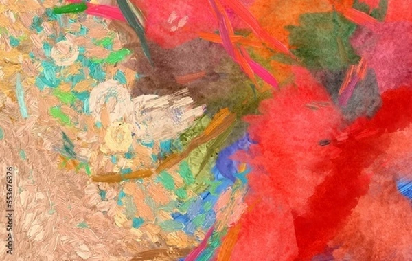 Fototapeta abstract grunge background graphic stylization on textured canvas of chaotic strokes of paint spots