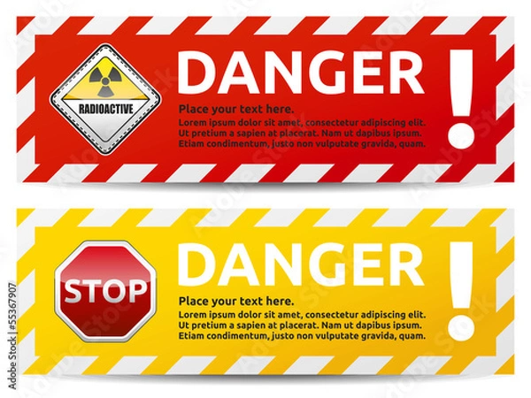 Fototapeta Danger banner 2 color version collection