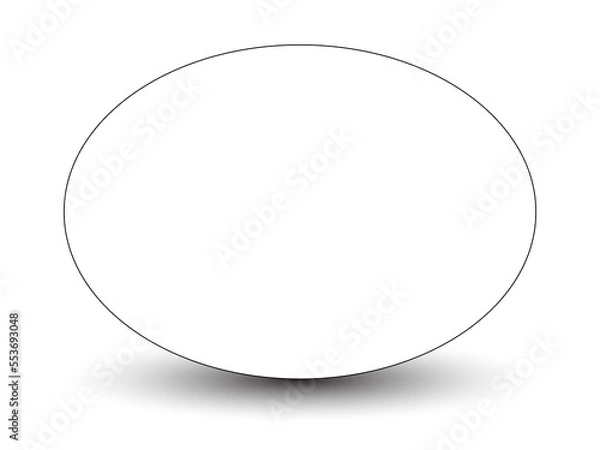 Fototapeta White circular shape illustration with black stroke and realistic shadow under, isolated object with transparent background