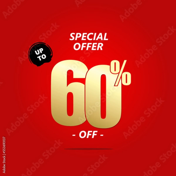 Obraz 60 percent off sale isolated gold red sticker icon. can used for business store
