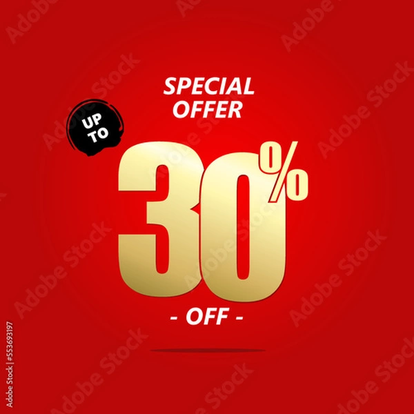 Obraz 30 percent off sale isolated gold red sticker icon. can used for business store