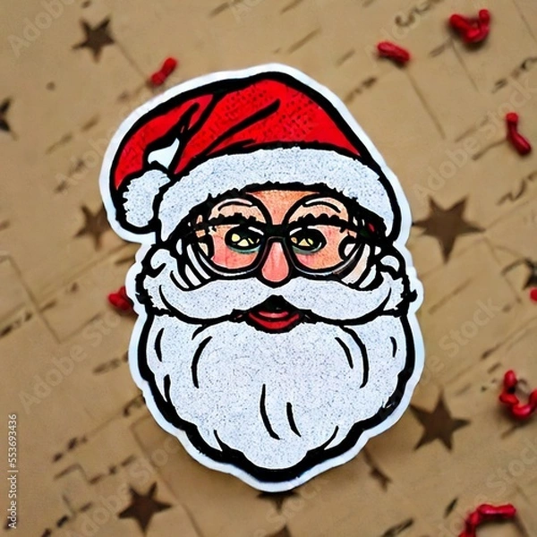 Obraz Santa Claus sticker. Christmas art. Generative AI 