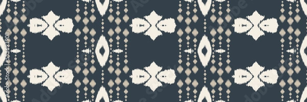 Fototapeta Batik Textile ikat flowers seamless pattern digital vector design for Print saree Kurti Borneo Fabric border brush symbols swatches designer