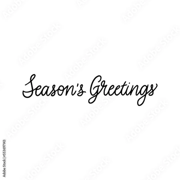 Fototapeta Season Greetings Monoline Lettering. Vector Illustration of Calligraphy Line Isolated over White Text.