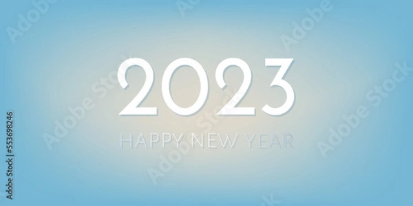 Fototapeta 2023 Happy New Year banner horizontal blue and white.