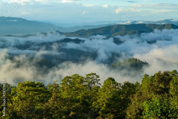Obraz fog over the mountains