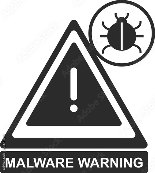 Obraz Warning malware icon, cyber attack warning black vector