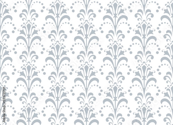Fototapeta Flower geometric pattern. Seamless vector background. White and gray ornament. Ornament for fabric, wallpaper, packaging. Decorative print.