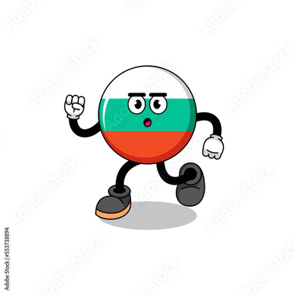 Fototapeta running bulgaria flag mascot illustration