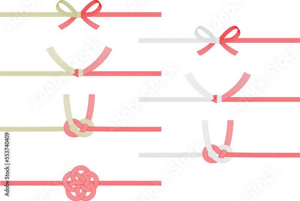 Obraz 水引イラスト４種類（蝶結び・結び切り・あわじ結び・梅結び）