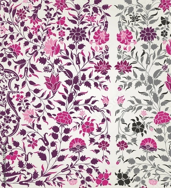 Obraz wedding card design, traditional paisley floral pattern , royal India	