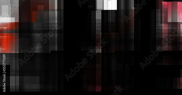 Fototapeta Layers of colorful and vibrant geometrical shapes. Digital illustration of a tech layout. Futuristic design template.