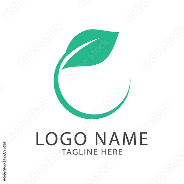 Fototapeta Green leaf logo ecology nature element vector icon