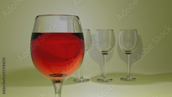 Fototapeta wine glass 3D render image