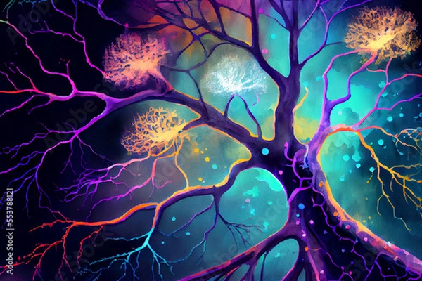 Fototapeta Neurons, brain cells, neural network