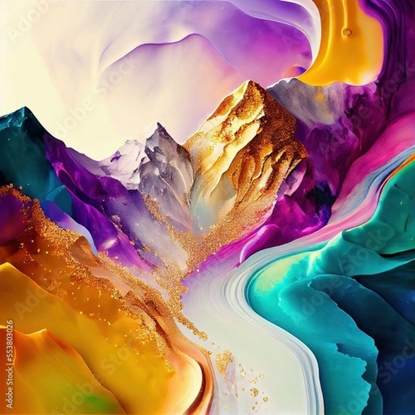 Obraz marble abstract liquid mountains 