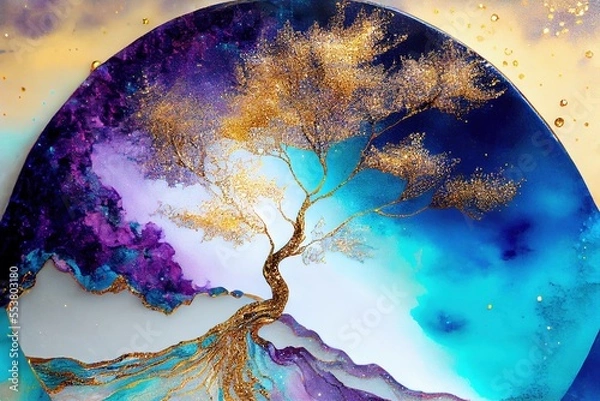 Obraz marble abstract liquid stone big tree