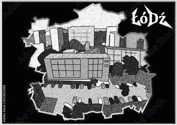 Fototapeta Mapa_łódź.linoryt_projekt
