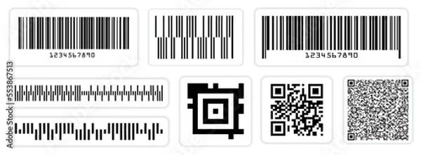Fototapeta Set of various barcode label or scan barcode bars supermarket or retail pricing bar label sticker. eps vector