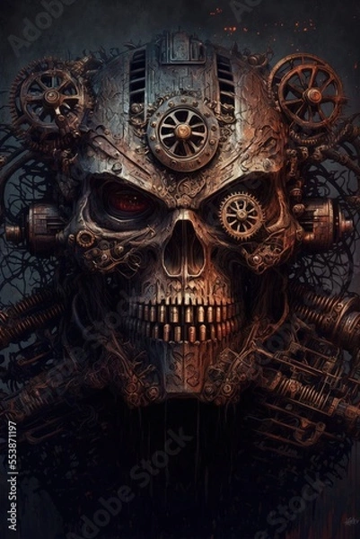 Obraz Steampunk mechanical skull