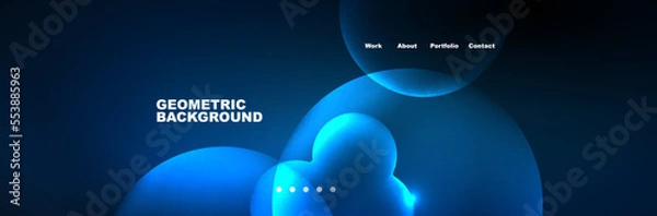 Fototapeta Shiny neon circles and bubbles, dark abstract background with blurred magic neon light, wallpaper design