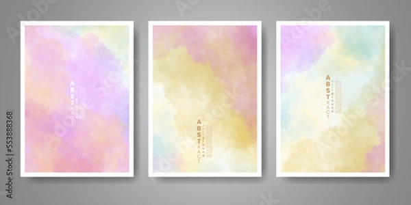 Fototapeta Set of creative hand painted abstract watercolor background. Design for your cover, date, postcard, banner, logo.