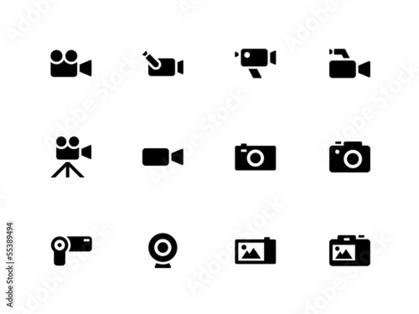 Obraz Camera icons on white background.