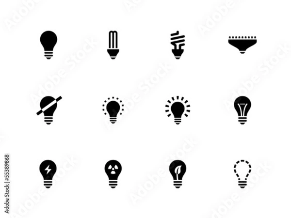 Obraz Ikony żarówki i lampy CFL na białym tle.