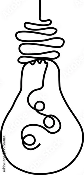 Obraz Continuous one line drawing bulb lamp minimalism