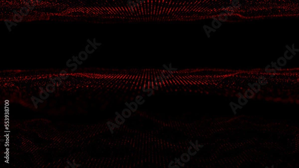 Fototapeta Wave of dots and weave lines. Abstract background. Network connection structure. 3d rendering.