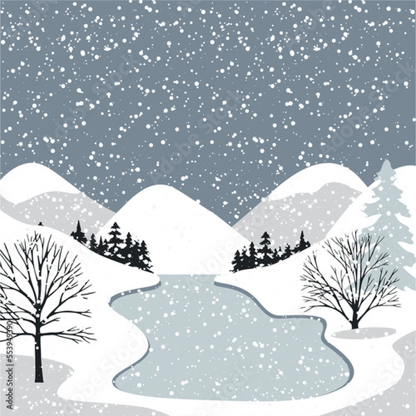 Fototapeta winter landscape with trees