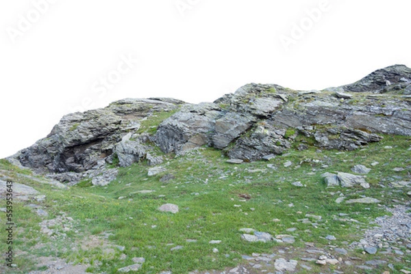 Obraz Isolated PNG cutout of a mountain in summer in the Alps on a transparent background, ideal for photobashing, matte-painting, concept art