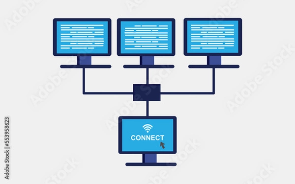Obraz computer connect network communicating data each other