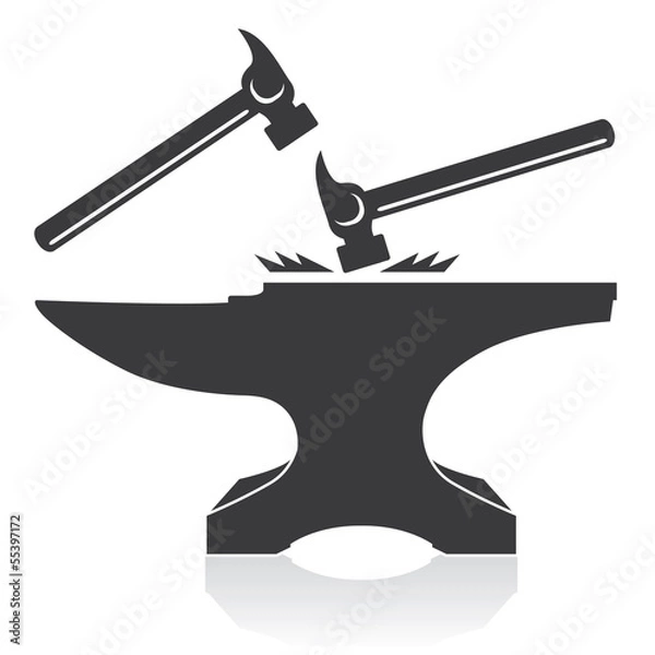 Obraz Anvil & Hammer; Construction Materials and Hand Tools