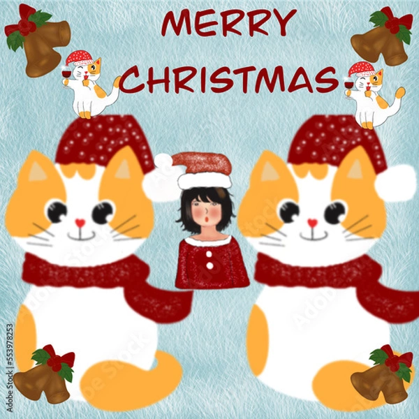 Obraz christmas card with cats