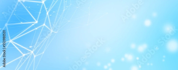 Fototapeta Panoramic abstract dot and triangle connection background., The world is connect and smaller concept, Digital futuristic Earth minimalism background