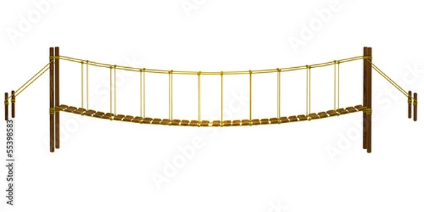 Fototapeta Rope bridge, isolated on the white background