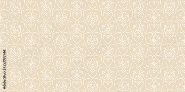 Fototapeta Background pattern with decorative floral ornament on a beige background. Seamless pattern, texture. Vector illustration