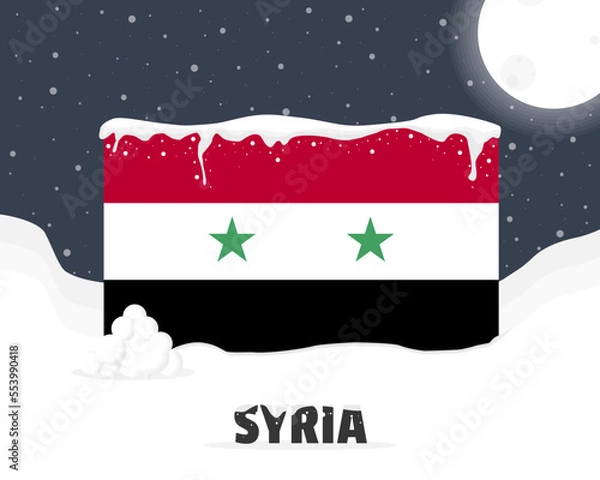 Obraz Syria snowy weather concept, cold weather and snowfall, weather forecast winter banner idea
