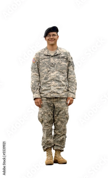 Fototapeta Prawdziwy żołnierz armii amerykańskiej, sierżancie. Aparat 12 MP. Odosobniony.