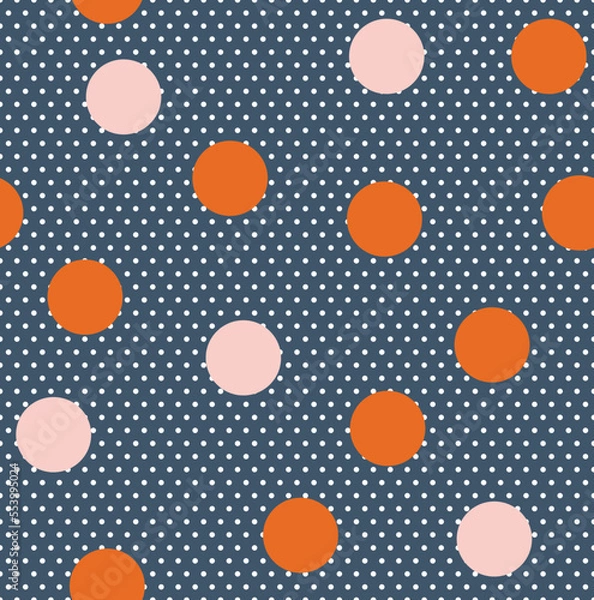 Fototapeta Abstract Detailed Polka Dots Vector Seamless Pattern Trendy Fashion Colors Stylish Minimal Concept Different Sizes Circles Fashionable Textile Perfect for Allover Fabric Print