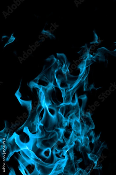 Obraz blue fire on black background