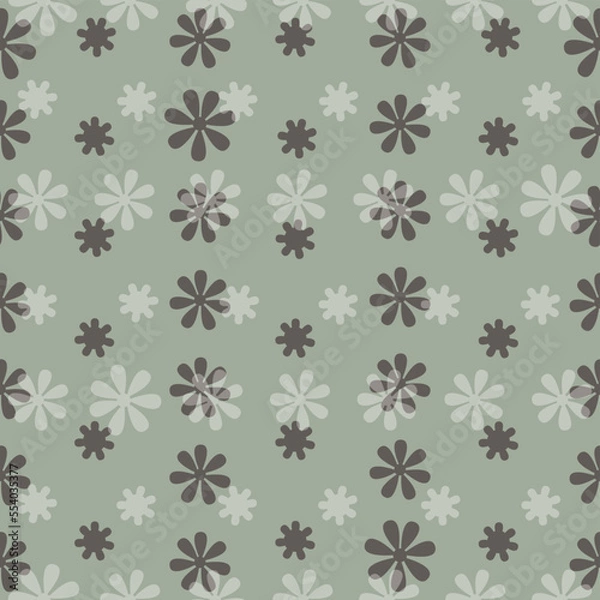 Fototapeta Seamless diaper pattern composed of floral. Blak and white  small flowers are used as elements, suitable for background and wrapping paper design.	
