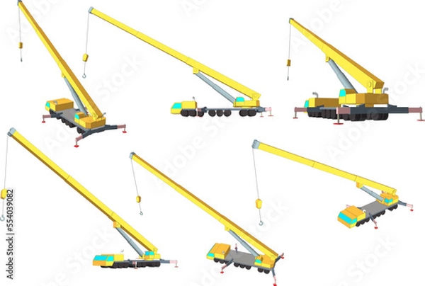 Fototapeta Crane heavy equipment vector design with white background