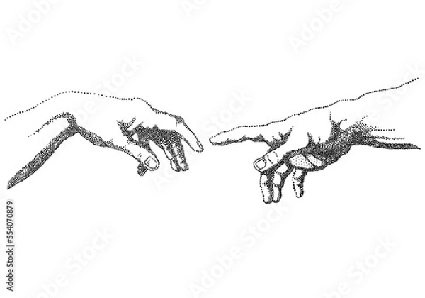 Fototapeta The Creation of Adam, illustration over a transparent background, PNG image